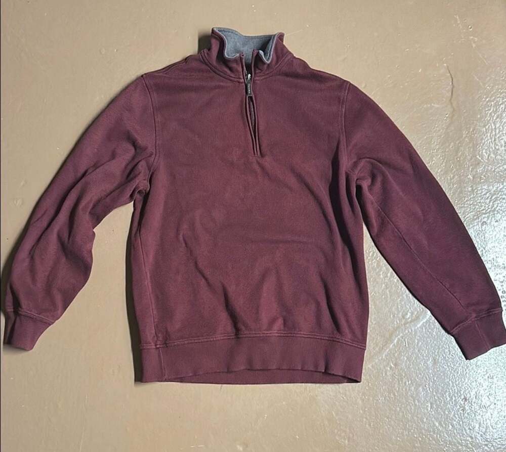 Van Heusen Men's Burgundy Quarter Zip Pullover Sweatshirt